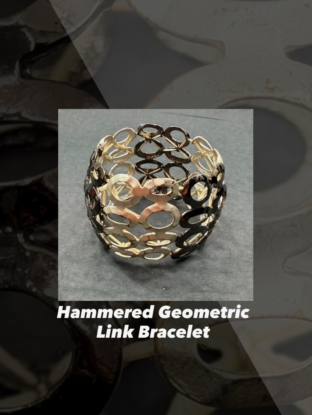 EUC Hammered Geometric Link Stretch Bracelet